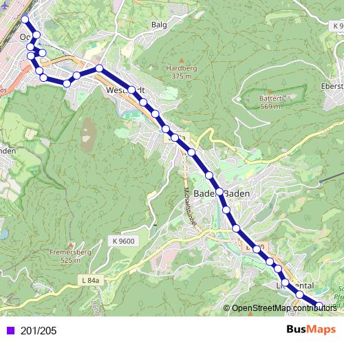 201/205 bus Line Map