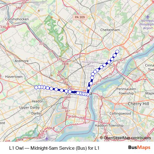 L1 Owl bus Line Map