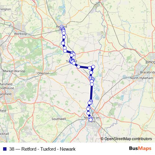 38 bus Line Map