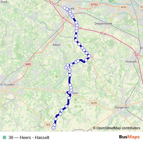 38 bus Line Map