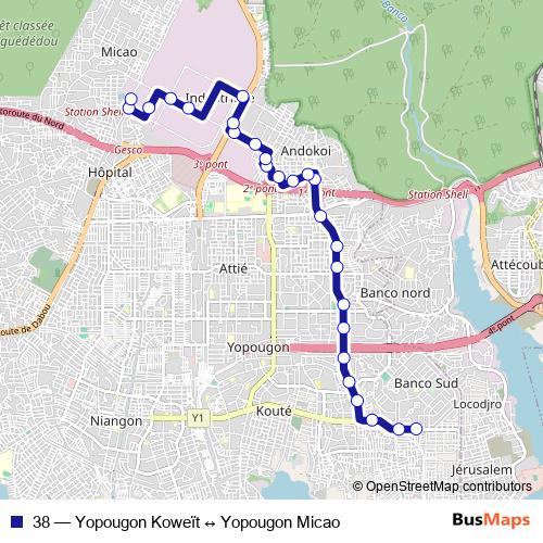 38 bus Line Map
