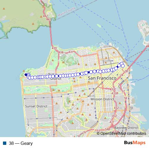 38 bus Line Map
