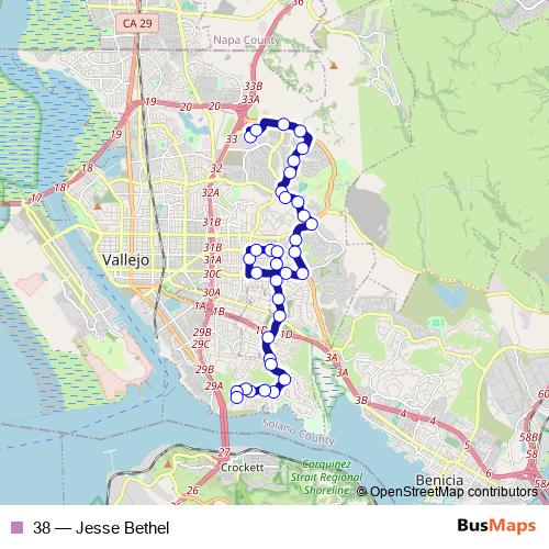 38 bus Line Map