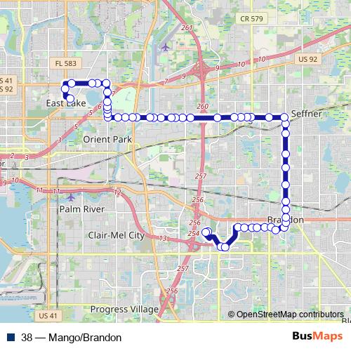 38 bus Line Map