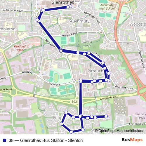 38 bus Line Map