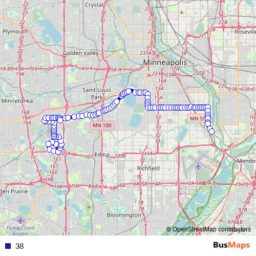 38 bus Line Map