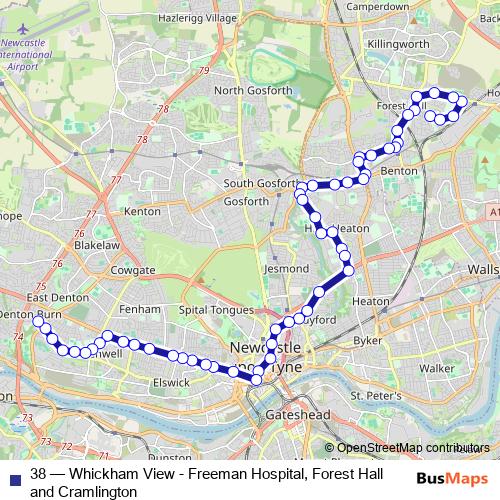 38 bus Line Map