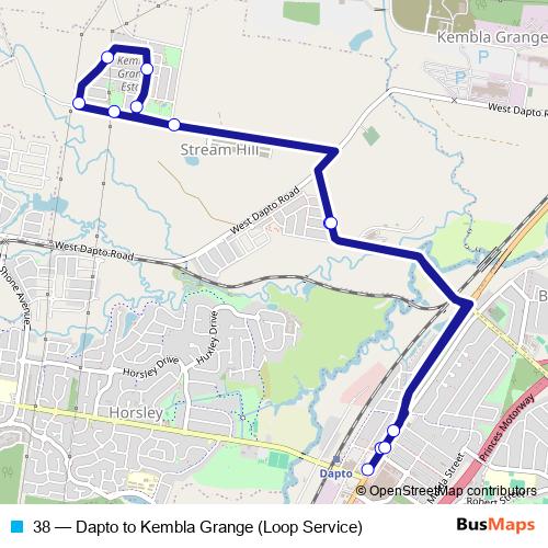 38 bus Line Map