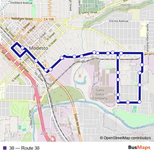 38 bus Line Map