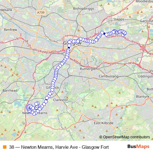 38 bus Line Map