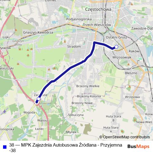 38 bus Line Map