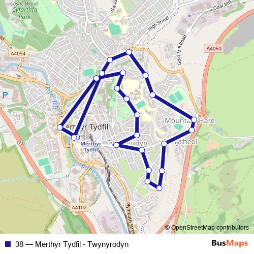 38 bus Line Map