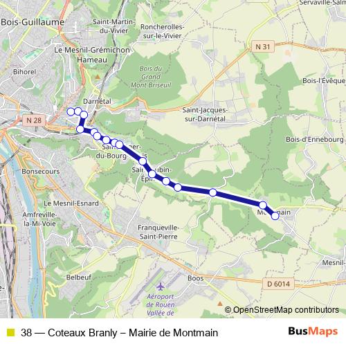 38 bus Line Map