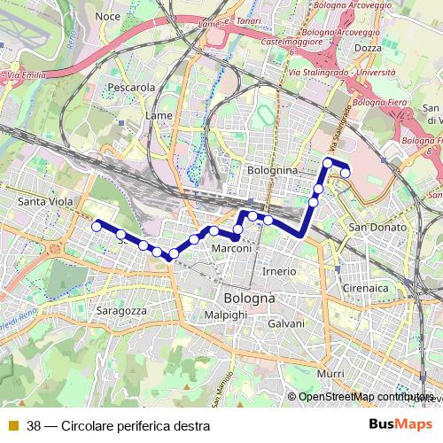 38 bus Line Map