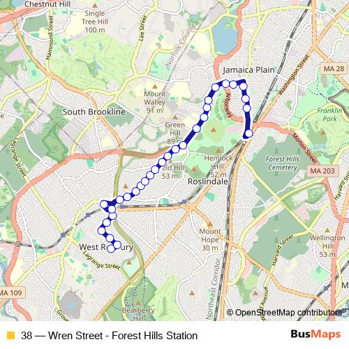 38 bus Line Map