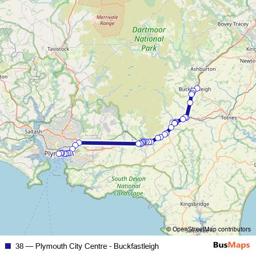 38 bus Line Map