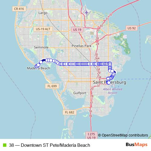 38 bus Line Map