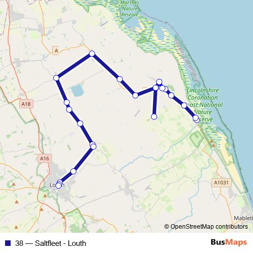 38 bus Line Map