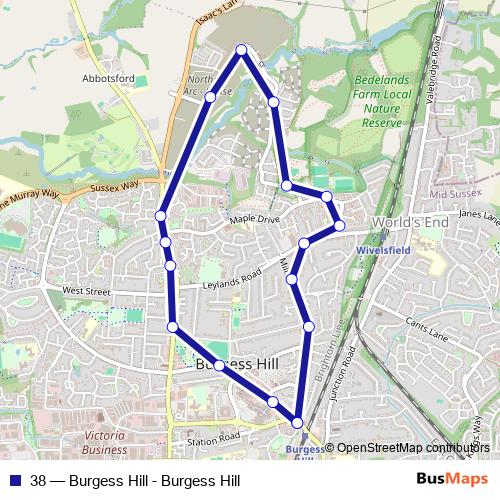 38 bus Line Map