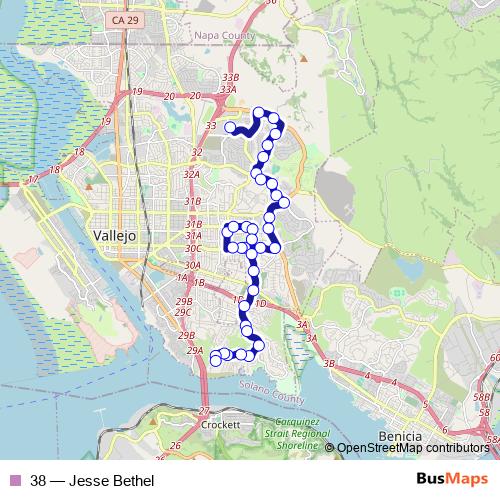 38 bus Line Map
