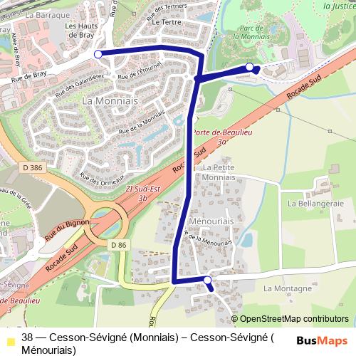 38 bus Line Map