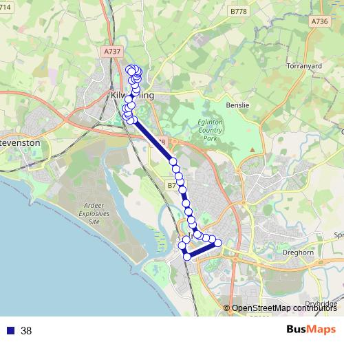 38 bus Line Map