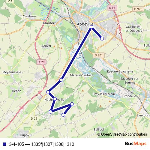 3-4-105 bus Line Map