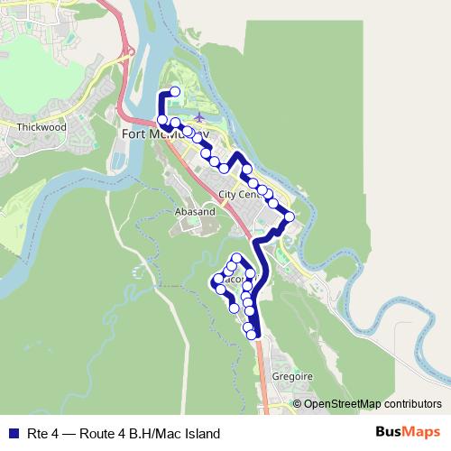 Rte 4 bus Line Map