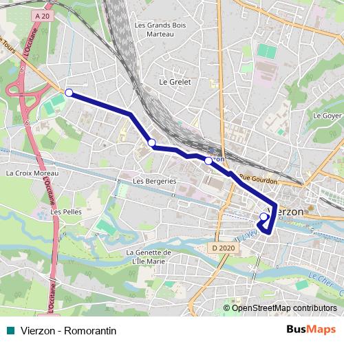 Vierzon - Romorantin bus Line Map