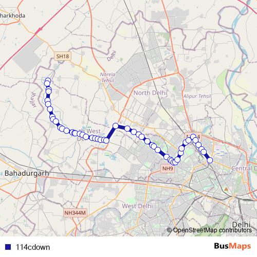 114cdown bus Line Map