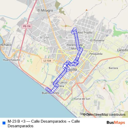 M-23 B <3 bus Line Map