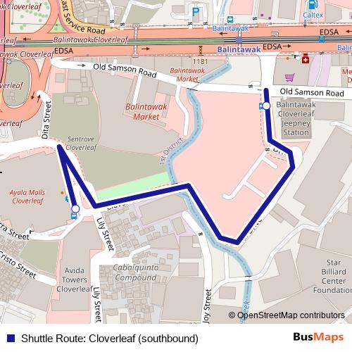Shuttle Route: Cloverleaf (southbound) bus Line Map