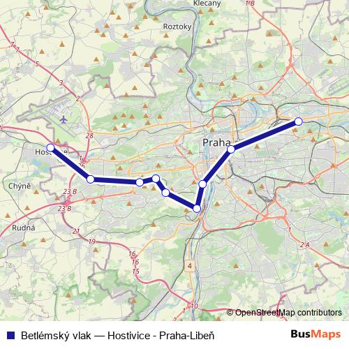 Betlémský vlak rail Line Map