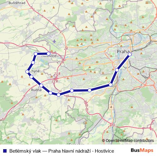 Betlémský vlak rail Line Map