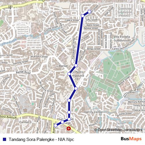 Tandang Sora Palengke - NIA Npc bus Line Map