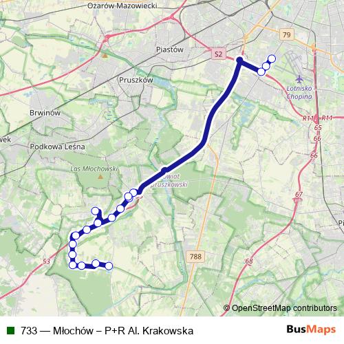 733 bus Line Map