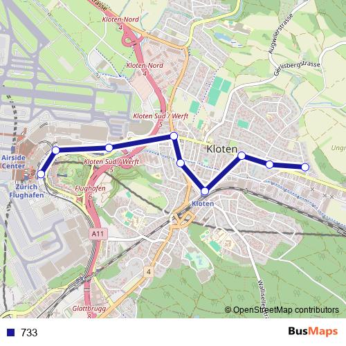 733 bus Line Map