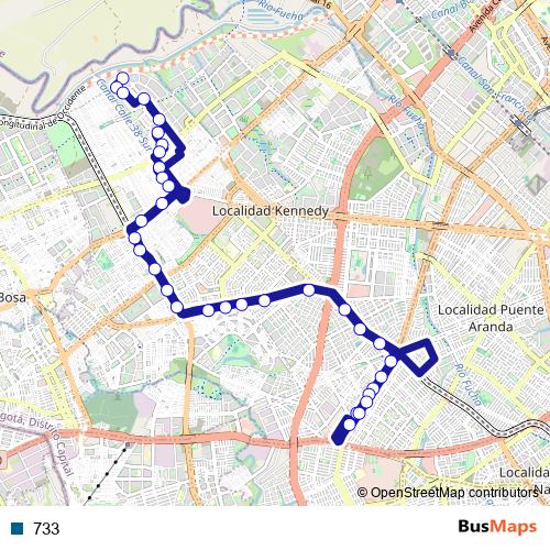 733 bus Line Map