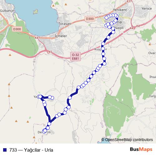 733 bus Line Map