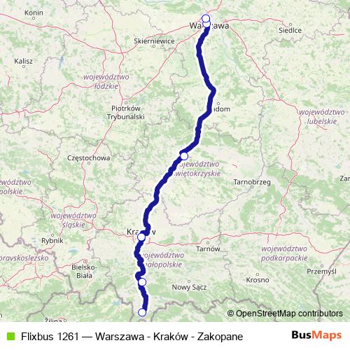 Flixbus 1261 bus Line Map