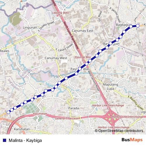 Malinta - Kaybiga bus Line Map