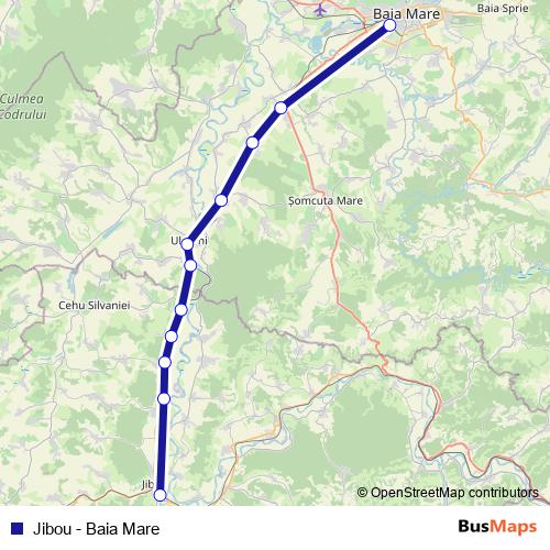 Jibou - Baia Mare rail Line Map