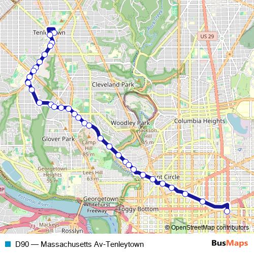 D90 bus Line Map