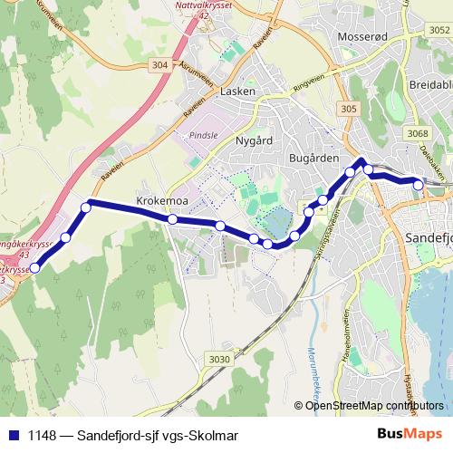 1148 bus Line Map