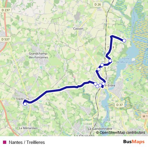 Nantes / Treillieres bus Line Map