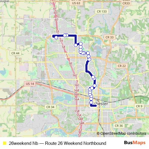 26weekend Nb bus Line Map