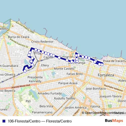 106-Floresta/Centro bus Line Map