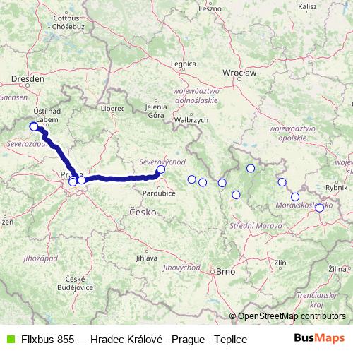 Flixbus 855 bus Line Map