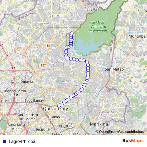 Lagro-Philcoa bus Line Map