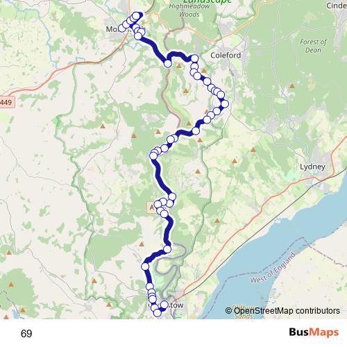 69 bus Line Map